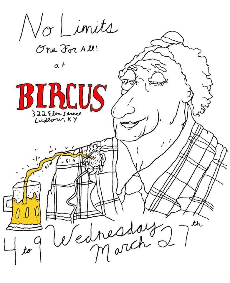 Poster art for Bircus Brewing One For All Wednesday benefitting No Limits Foundation
