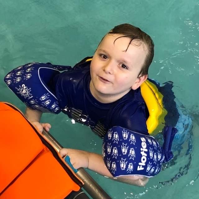 Aidan enjoys aqua therapy at Dayton Children’s.